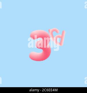 Numero 3° effetto di pelliccia 3D realistica Foto Stock