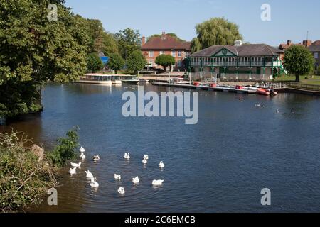 Il Boat Club sul fiume Avon a Stratford Upon Avon nel Warwickshire nel Regno Unito ha preso il 22 giugno 2020 Foto Stock