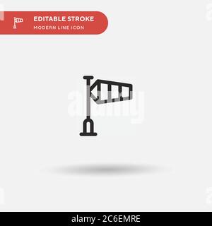 Icona vettore semplice segnale vento. Modello di disegno simbolo illustrazione per elemento UI mobile Web. Pittogramma moderno a colori perfetto su tratto modificabile. Vento Illustrazione Vettoriale