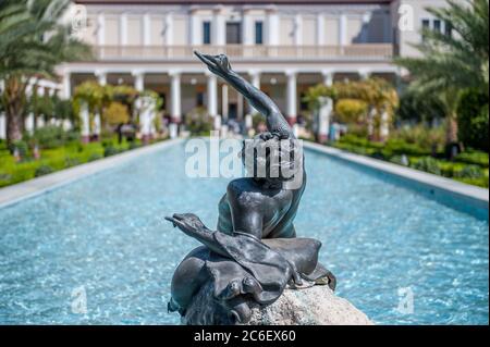 Il Getty Villa in un giorno di sole Ottobre a Malibu, Los Angeles. Foto Stock