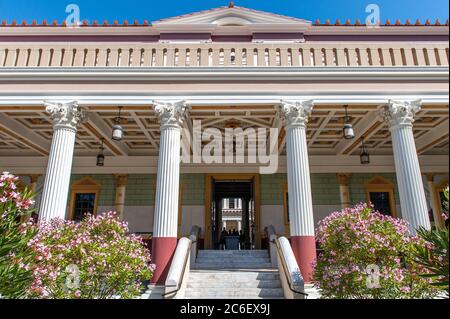 Il Getty Villa in un giorno di sole Ottobre a Malibu, Los Angeles. Foto Stock
