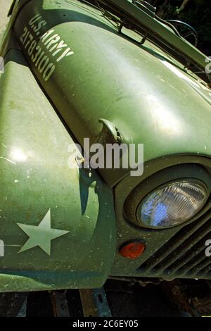 Primo piano del vecchio veicolo dell'esercito degli Stati Uniti - guerra mondiale 2 Foto Stock