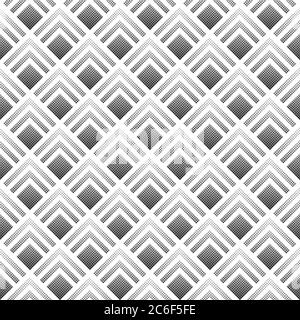Sfondo geometrico senza cuciture realizzato con quadrati di mezzitoni bianchi e neri. Formato vettoriale EPS10. Illustrazione Vettoriale
