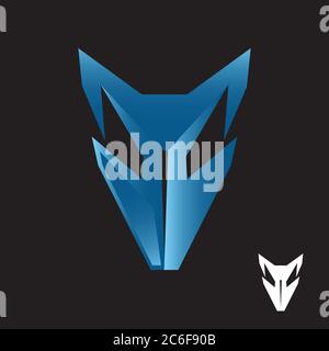 Simbolo astratto della testa della volpe blu. Astratto mascotte animali selvatici illustrazione vettoriale EPS.8 EPS.10 Illustrazione Vettoriale