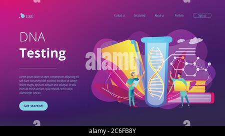 Pagina di destinazione del concetto di test genetico. Illustrazione Vettoriale