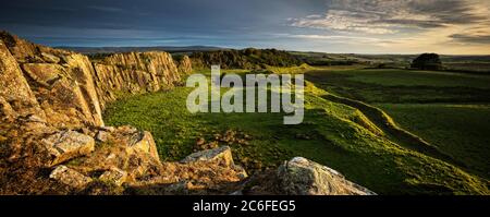 Walltown Crags sul Muro di Adriano Foto Stock