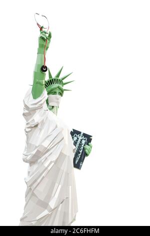 statua in libertà con una maschera chirurgica illustrazione 3d Foto Stock