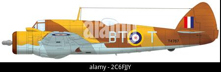 Bristol Beaufighter Mk IC (T4767, BT-T) del 252esimo Squadron RAF, Idku Airfield Egitto, all'inizio del 1942 Foto Stock