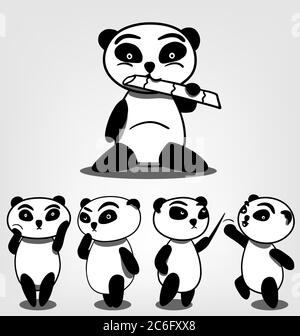 vettore cartoon personaggio mascotte panda Illustrazione Vettoriale