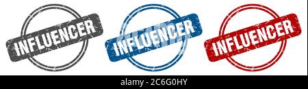 timbro dell'influencer. segno dell'influencer. set di etichette dell'influencer Illustrazione Vettoriale