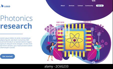 Landing page del concetto di tecnologia ottica. Illustrazione Vettoriale