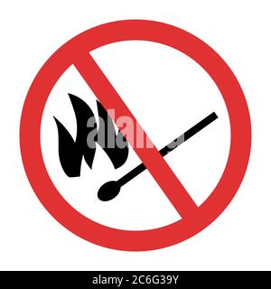 Simbolo di divieto di incendio. Nessun segno di corrispondenza e fuoco incrociato Illustrazione Vettoriale