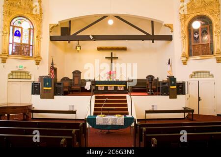 La Plaza United Methodist Church a El Pueblo de Los Angeles, California, USA, Nord America Foto Stock