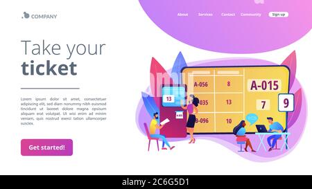 Pagina di destinazione del concetto di sistema di accodamento elettronico Illustrazione Vettoriale