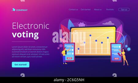 Pagina di destinazione del concetto di voting elettronico Illustrazione Vettoriale