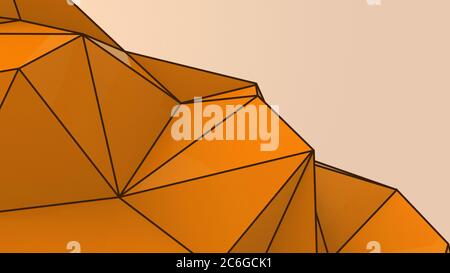 Arancio astratto moderno sfondo di cristallo. Poligono, linea, forma di ripetizione triangolare per lo sfondo. Illustrazione a basso profilo poligonale, futuristico, w Foto Stock