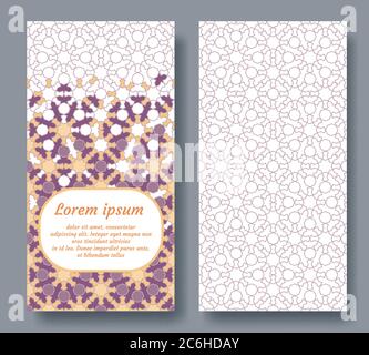 Carta araba per invito, celebrazione, salvataggio della data, matrimonio eseguito in piastrelle arabiche geometriche. Modello vettore Colofruil della scheda Illustrazione Vettoriale