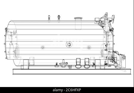 Boiler industriale. Illustrazione 3D Foto Stock