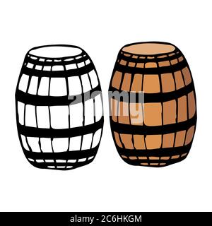 Cilindro di doodle disegnato a mano. Schizzo del contorno. Immagine vettoriale trasparente e a colori isolata su sfondo bianco. Decorazione per carte, striscioni, poster Illustrazione Vettoriale