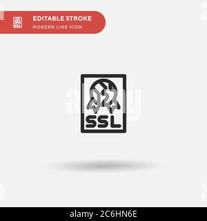 Icona vettore semplice SSL. Modello di disegno simbolo illustrazione per elemento UI mobile Web. Pittogramma moderno a colori perfetto su tratto modificabile. Icone SSL per Illustrazione Vettoriale