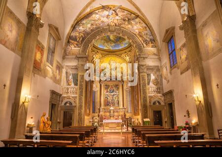 BOLOGNA, ITALIA - 3 FEBBRAIO 2020: La navata della chiesa di San Michele in Bosco con gli affreschi di Domenico Maria Canuti (1625 - 1684). Foto Stock