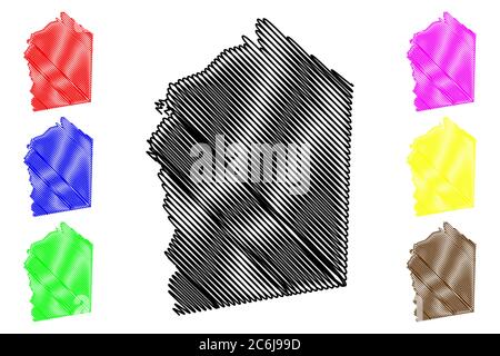 Jasper County, Georgia (Stati Uniti, Stati Uniti d'America, Stati Uniti, Stati Uniti, Stati Uniti) mappa illustrazione vettoriale, schizzo di scarabocchio mappa Jasper Illustrazione Vettoriale