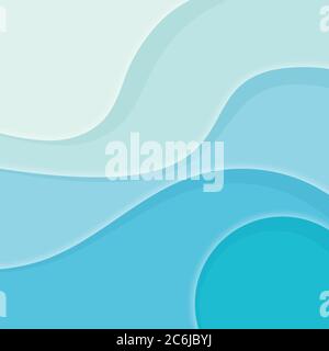 Vettore astratto sfondo blu di linee curve o forme stratificate con Ombre Illustrazione Vettoriale