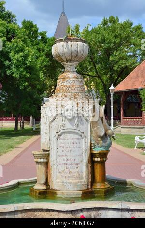 fontana commemorativa, parco, Palić, Palics, Nord Bačka distretto, Serbia, Europa, ex Ungheria Foto Stock