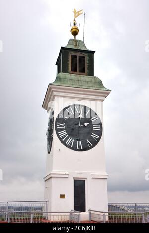 Torre dell'orologio, Fortezza di Petrovaradin, Petrovaradinska tvrđava, Petrovaradin, Pétervárad, Serbia, Europa, ex Ungheria Foto Stock