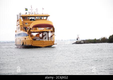 Gränna, Svezia 20140726 M / S Braheborg è un traghetto nel traffico tra Gränna e Visingsö, sul lago Vättern. Foto Gippe Gustafsson Foto Stock
