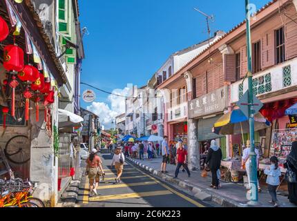 Lebuh Armenian (via armena), vecchio quartiere coloniale, George Town, Penang, Malesia Foto Stock