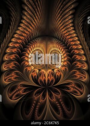 Gufo astratto - Flame Fractal Art Foto Stock