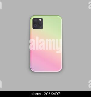 Design elegante delle custodie per smartphone elegante stampa sfumata blu rosa. Modello vettoriale per custodia smartphone: Un accessorio perfetto per un gadget. Illustrazione Vettoriale