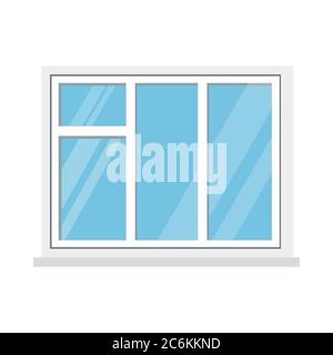 Icona della finestra di plastica bianca isolata su sfondo bianco. Illustrazione Vettoriale