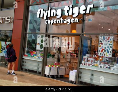 Logo Flying Tiger Copenhagen visto in una delle loro filiali. Foto Stock