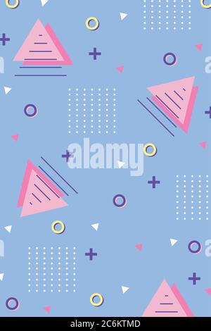 memphis 80s 90 stile astratto triangoli varie forme sfondo illustrazione vettoriale Illustrazione Vettoriale