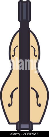 Linea di strumenti per chitarra e stile di riempimento design icona, Musica suono melodia canzone arte musicale e composizione tema immagine vettoriale Illustrazione Vettoriale