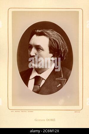 1875 C, Colmar, FRANCIA: Il pittore, illustratore e scultore francese Gustave Doré ( 1832 - 1883 ). Foto di , Colmar . - DORE - Paul Gustave Louis Christophe - ILLUSTRATORE - INCISORE - ART - ARTE - PITTURA - pittura - PITTORE - artista - artista - ritratto - ritratto - colletto - colletto - cravatta - colletto - colletto - baffi --- Archivio GBB Foto Stock