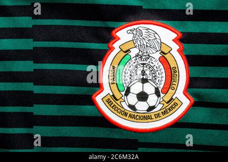 Calgary, Alberta, Canada. 10 luglio 2020. Maglia messicana allenamento maglia nazionale calcio squadra Foto Stock