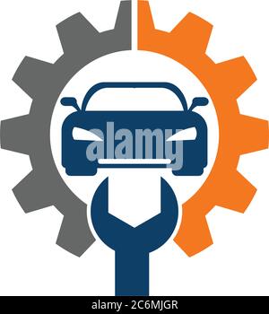Riparazione auto con cerchio ingranaggi Illustrazione Vettoriale