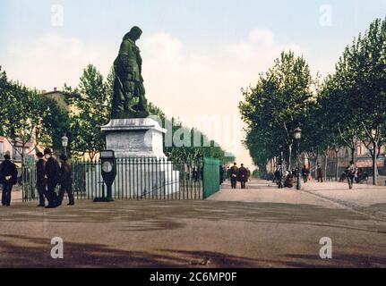 Statua Paul Riquet e di Allées, Béziers, Francia ca. 1890-1900 Foto Stock