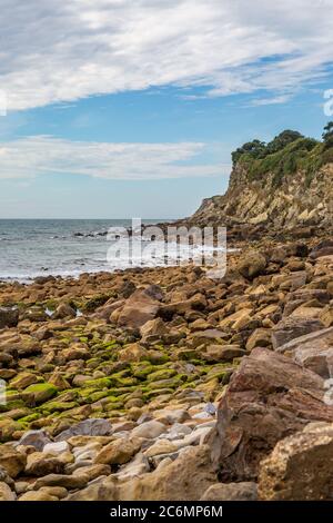 La costa rocciosa di Steephill Cove vicino a Ventnor, sull'Isola di Wight Foto Stock