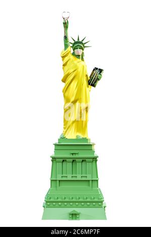 statua in libertà con una maschera chirurgica illustrazione 3d Foto Stock