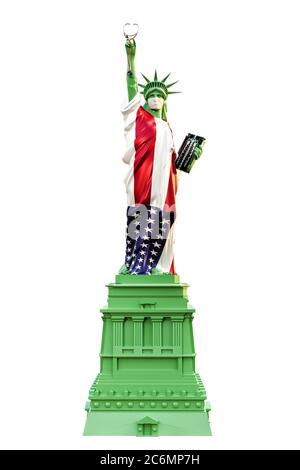 statua in libertà con una maschera chirurgica illustrazione 3d Foto Stock
