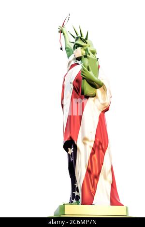 statua in libertà con una maschera chirurgica illustrazione 3d Foto Stock