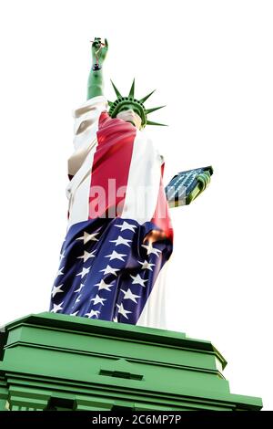 statua in libertà con una maschera chirurgica illustrazione 3d Foto Stock