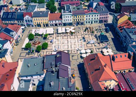 Rybnik. Polonia. Vista aerea della piazza principale e del centro di Rybnik, alta Slesia. Polonia. Foto Stock