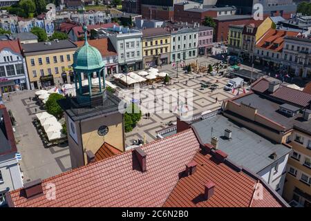 Rybnik. Polonia. Vista aerea della piazza principale e del centro di Rybnik, alta Slesia. Polonia. Foto Stock