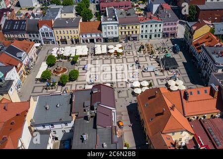 Rybnik. Polonia. Vista aerea della piazza principale e del centro di Rybnik, alta Slesia. Polonia. Foto Stock