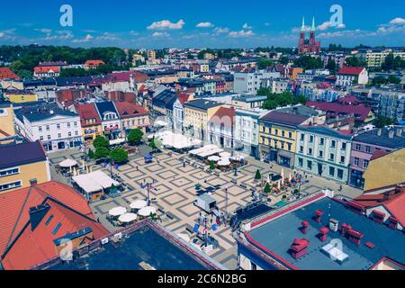 Rybnik. Polonia. Vista aerea della piazza principale e del centro di Rybnik, alta Slesia. Polonia. Foto Stock